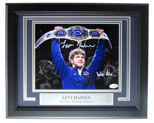 Levi Haines Signed/Inscribed 8x10 Photo Framed PSU Wrestling Witness JSA 207853