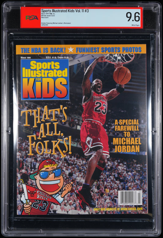 1999 Sports Illustrated Kids Magazine NO LABEL Michael Jordan PSA/DNA 9.6 208331