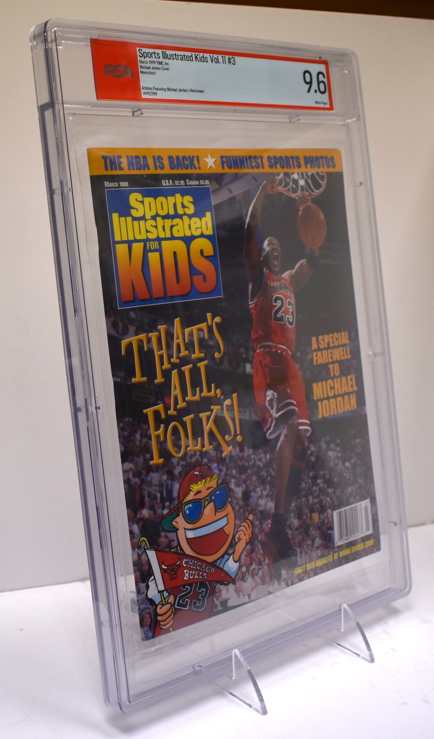 1999 Sports Illustrated Kids Magazine NO LABEL Michael Jordan PSA/DNA 9.6 208331