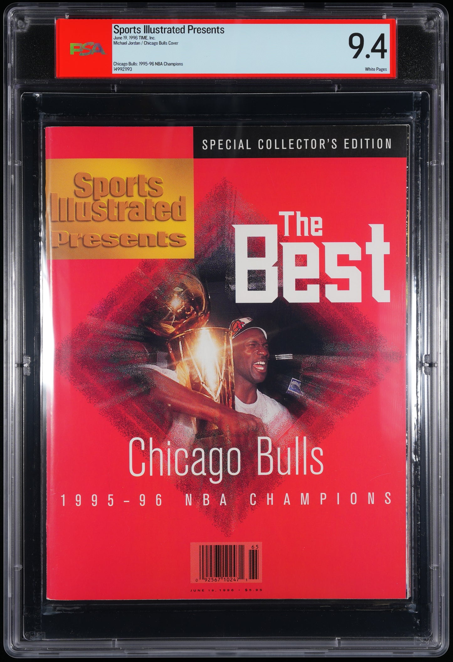 1996 Sports Illustrated Magazine NO LABEL Michael Jordan HOF PSA/DNA 9.4  208335