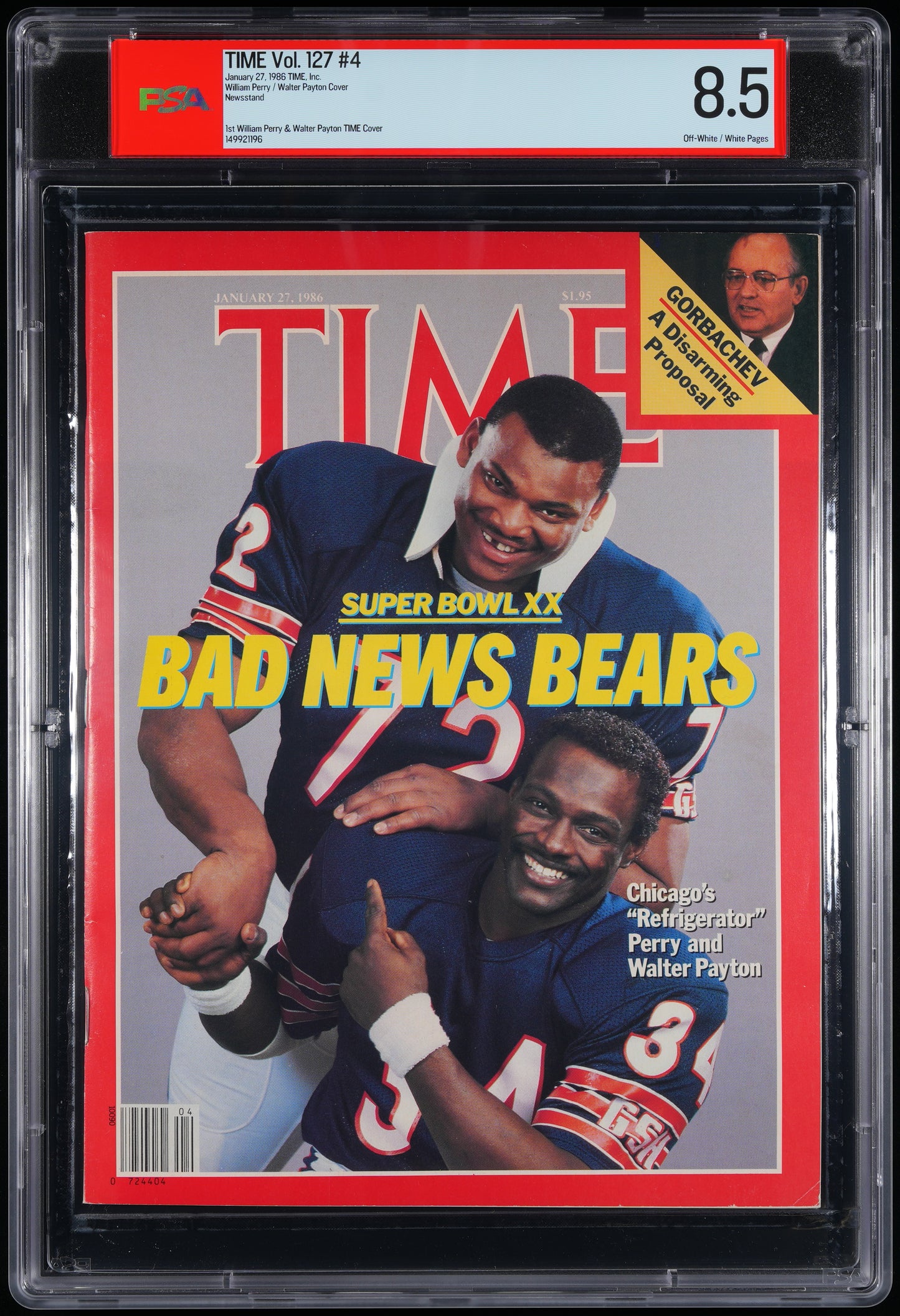 1986 TIME Magazine William Perry/Walter Payton NO LABEL PSA/DNA 8.5 208338