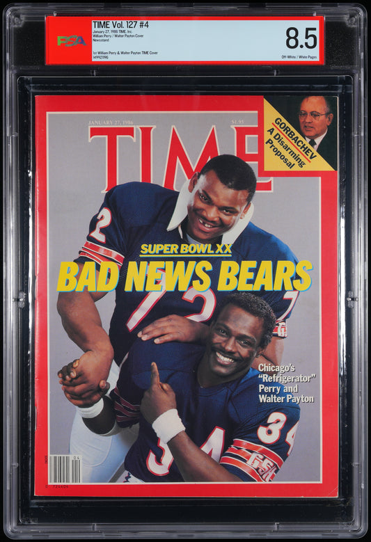 1986 TIME Magazine William Perry/Walter Payton NO LABEL PSA/DNA 8.5 208338