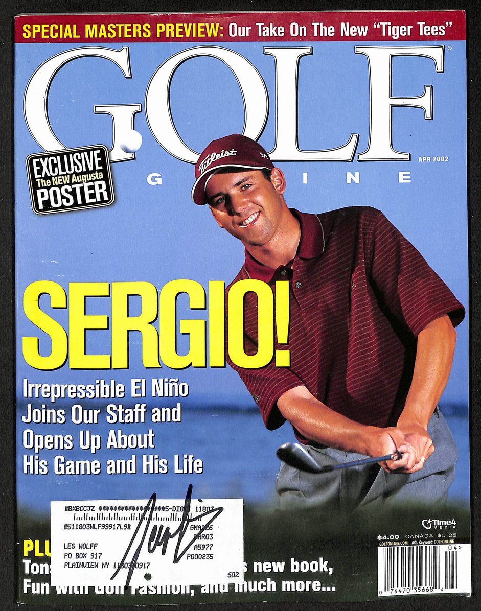 Sergio Garcia Signed/Autographed April 2002 GOLF Magazine JSA 207927
