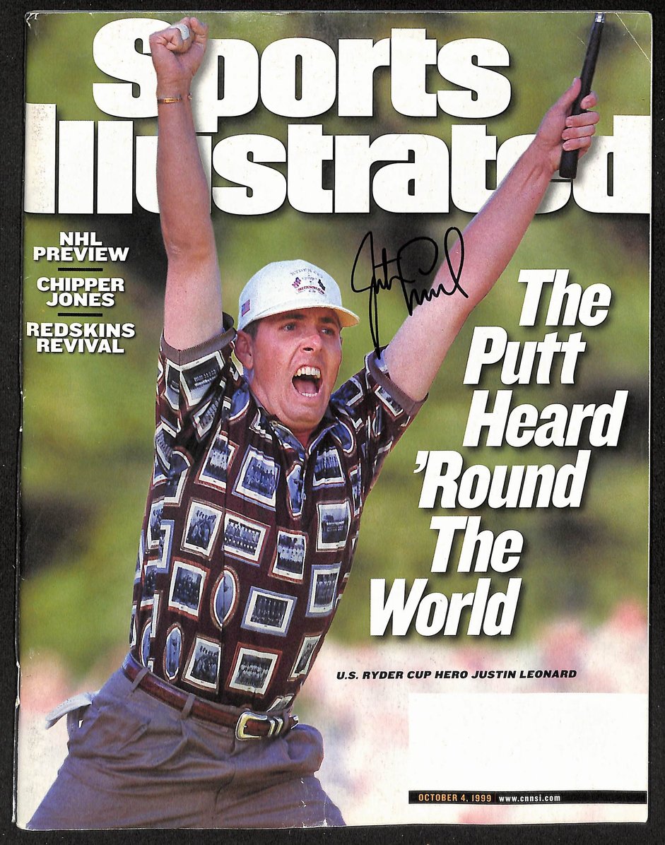 Justin Leonard Signed/Auto 10/4/1999 Sports Illustrated Magazine JSA 207935