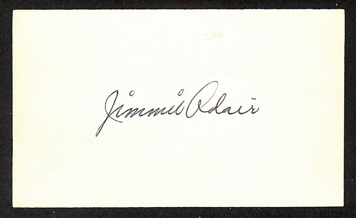 Jimmy Adair Cubs Autographed/Signed 3x5 Index Card JSA BA208381