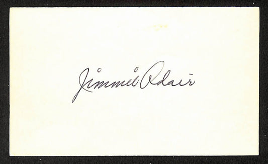 Jimmy Adair Cubs Autographed/Signed 3x5 Index Card JSA BA208381
