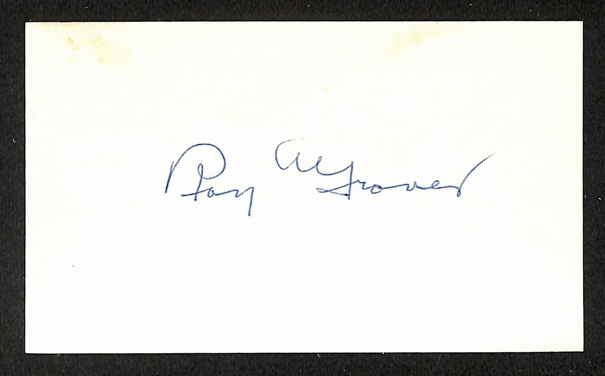 Roy Grover Athletics Autographed/Signed 3x5 Index Card JSA BA208384