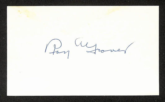 Roy Grover Athletics Autographed/Signed 3x5 Index Card JSA BA208384