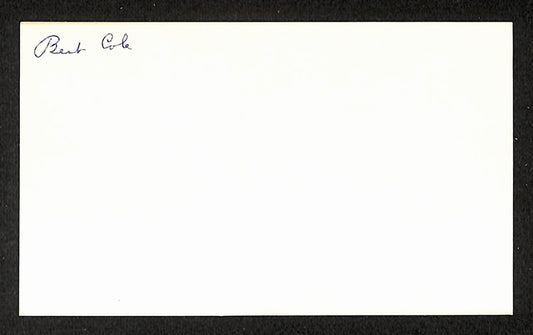 Bert Cole Tigers Autographed/Signed 3x5 Index Card JSA BA208387