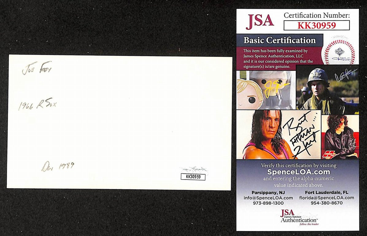 Joe Foy Red Sox Autographed/Signed 3x5 Index Card JSA BA208392