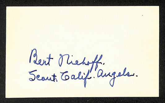 Bert Niehoff Phillies Autographed/Signed 3x5 Index Card JSA BA208393