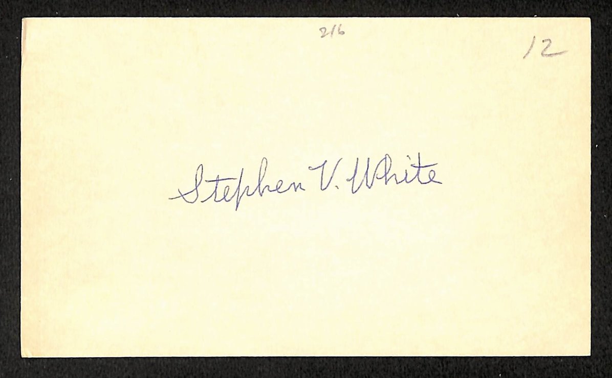 Stephen White Braves Autographed/Signed 3x5 Index Card JSA BA208395