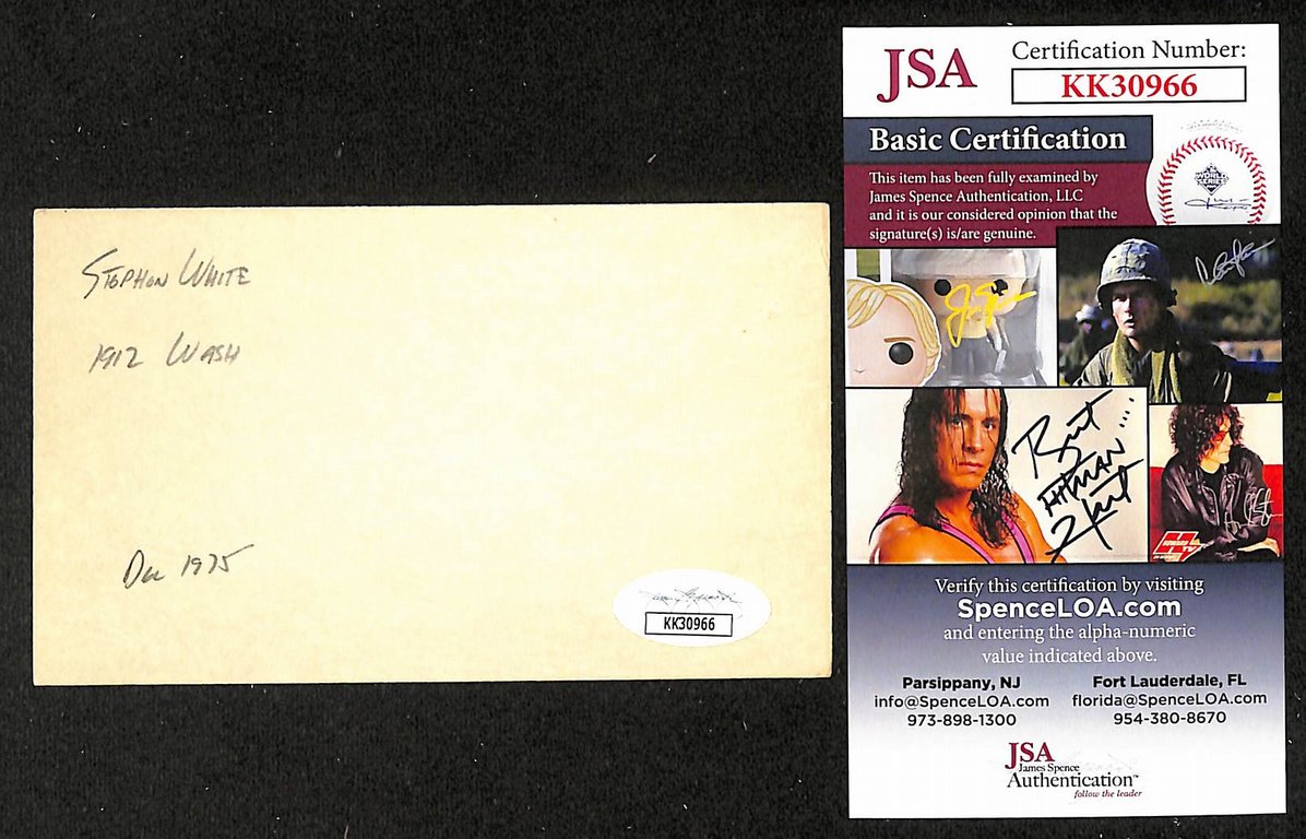 Stephen White Braves Autographed/Signed 3x5 Index Card JSA BA208395