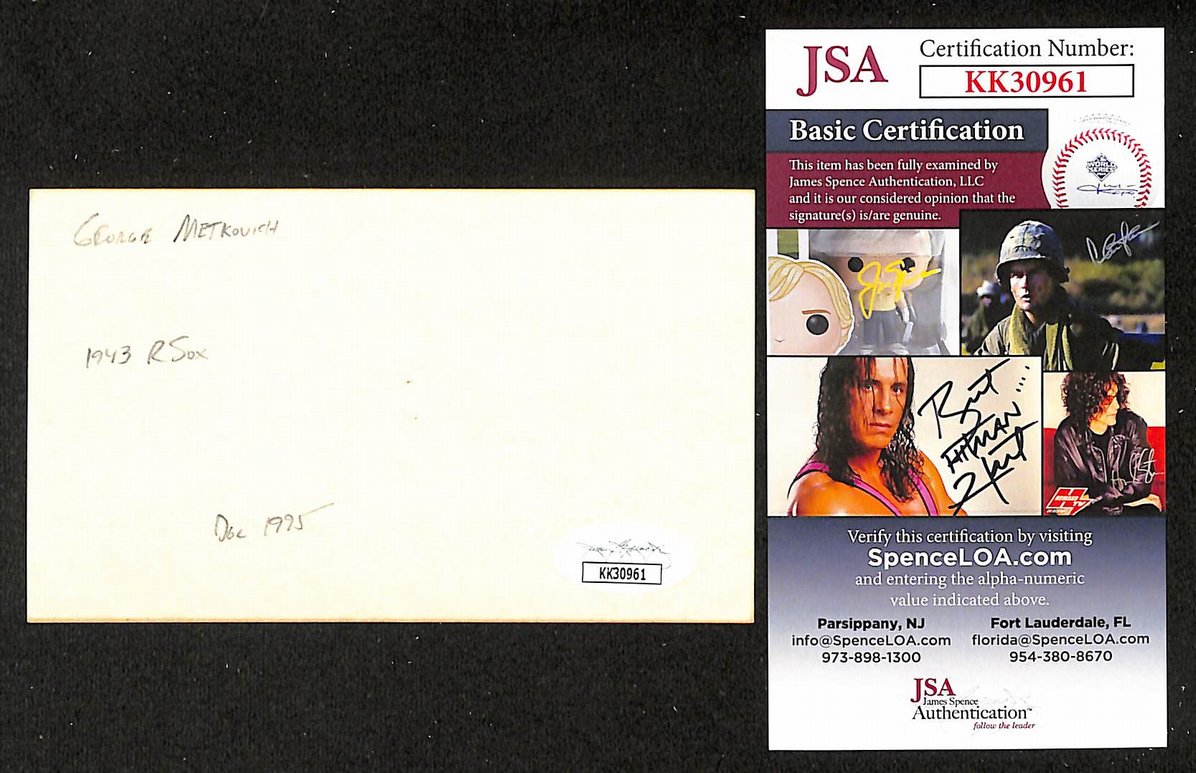 George Metkovich Pirates Autographed/Signed 3x5 Index Card JSA BA208399
