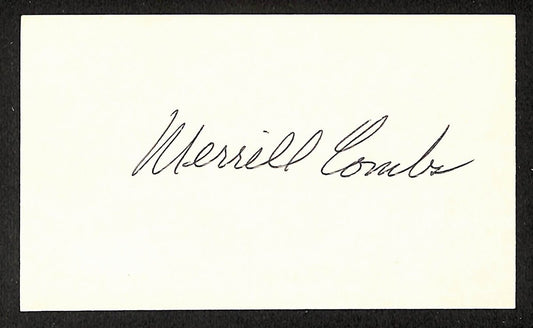 Merrill Combs Red Sox Autographed/Signed 3x5 Index Card JSA BA208400