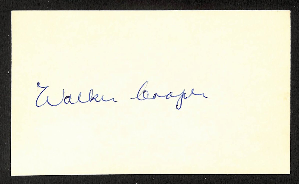 Walker Cooper Cardinals Autographed/Signed 3x5 Index Card JSA BA208403