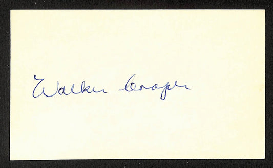 Walker Cooper Cardinals Autographed/Signed 3x5 Index Card JSA BA208403