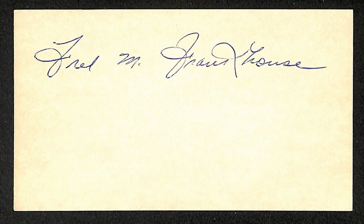 Fred Frankhouse Braves Autographed/Signed 3x5 Index Card JSA BA208404