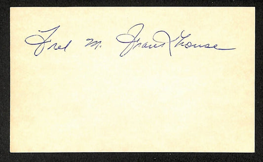 Fred Frankhouse Braves Autographed/Signed 3x5 Index Card JSA BA208404