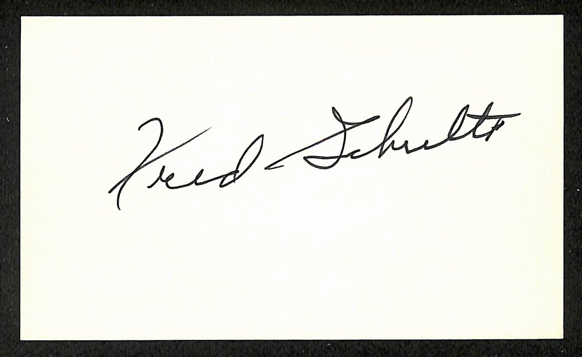 Fred Schulte Browns Autographed/Signed 3x5 Index Card JSA BA208405