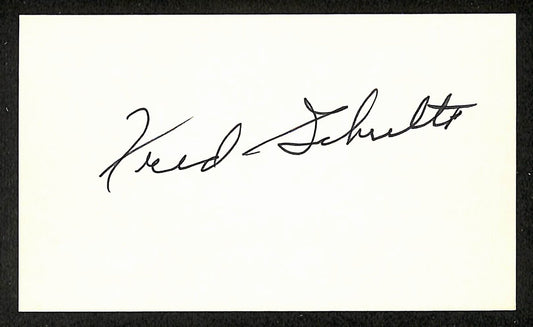 Fred Schulte Browns Autographed/Signed 3x5 Index Card JSA BA208405