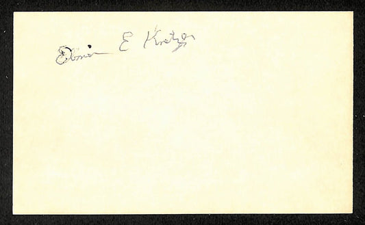 Elmer Knetzer Dodgers Autographed/Signed 3x5 Index Card JSA BA208409