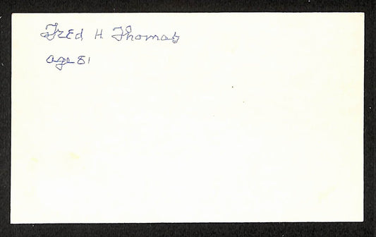 Fred Thomas Red Sox Autographed/Signed 3x5 Index Card JSA BA208412
