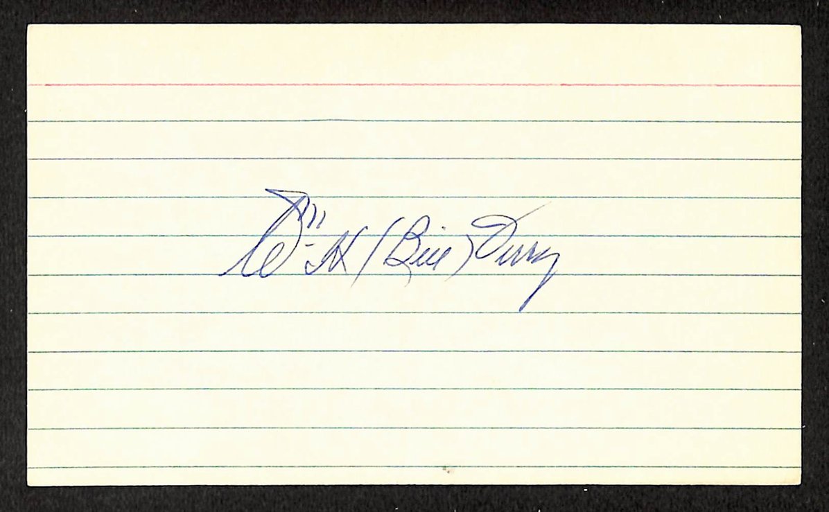Bill Terry Giants Autographed/Signed 3x5 Index Card JSA BA208414