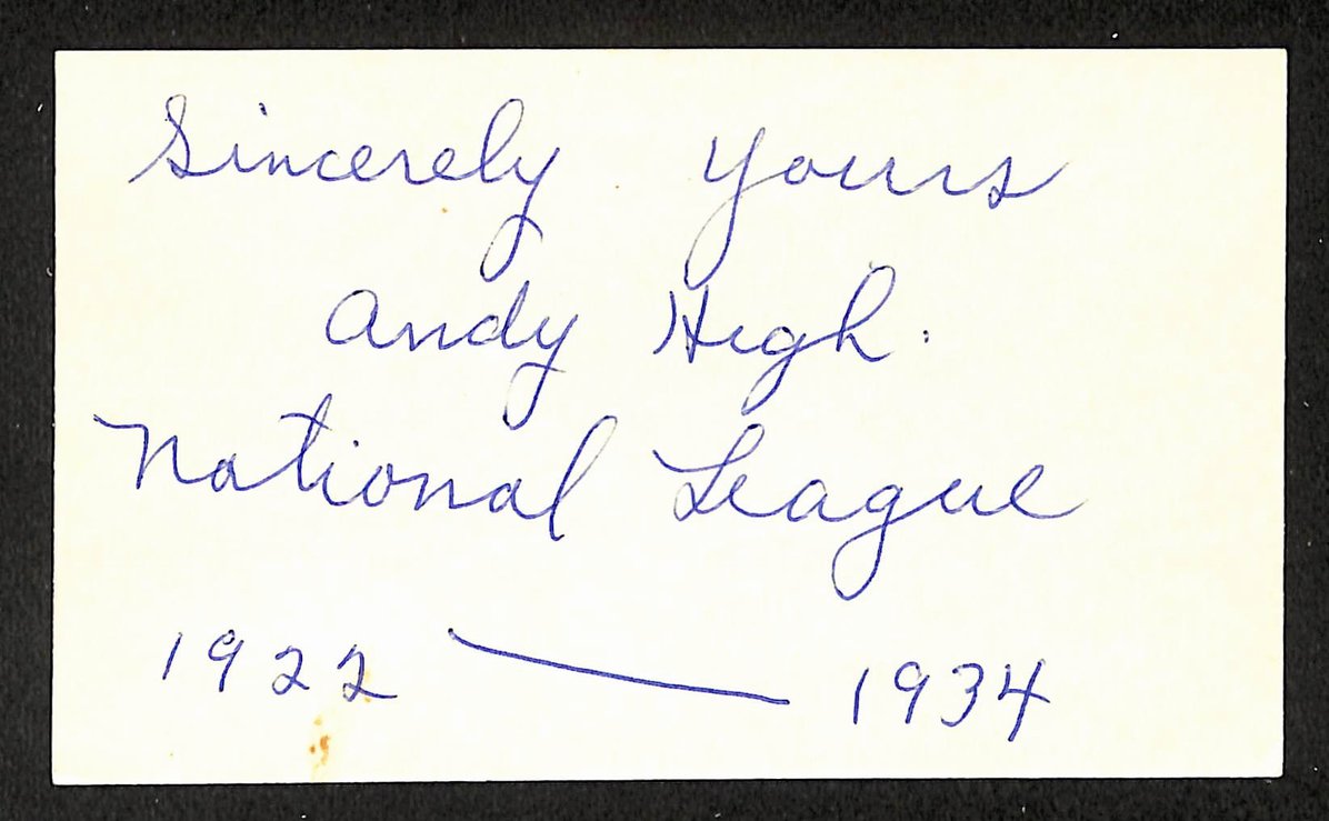 Andy High Dodgers Autographed/Signed 3x5 Index Card JSA BA208418