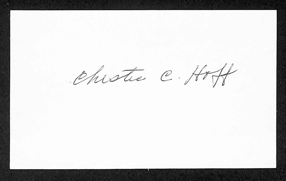 Chester Hoff Yankees Autographed/Signed 3x5 Index Card JSA BA208419