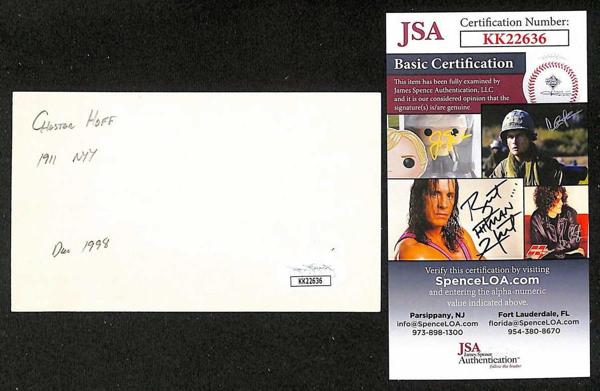Chester Hoff Yankees Autographed/Signed 3x5 Index Card JSA BA208419
