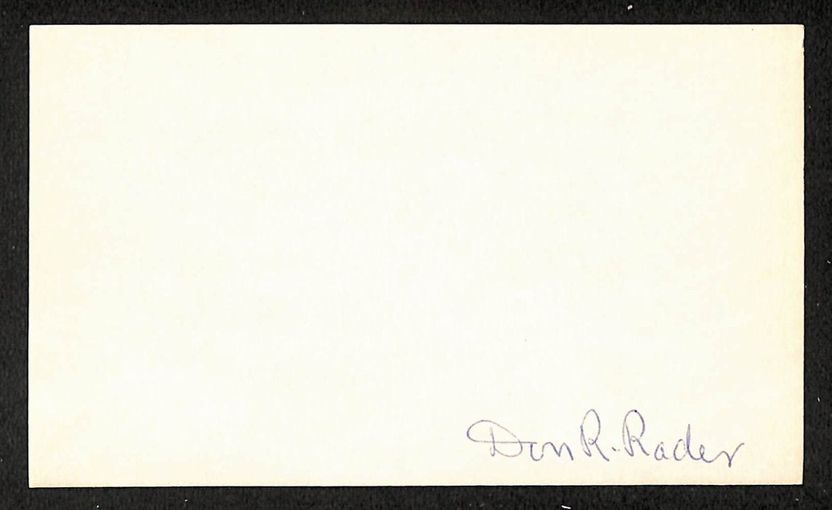 Don Rader Phillies Autographed/Signed 3x5 Index Card JSA BA208421