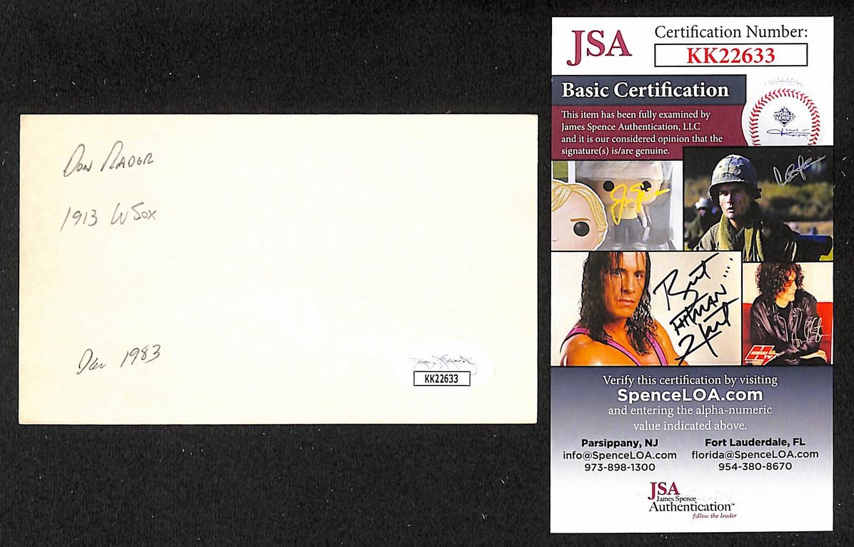 Don Rader Phillies Autographed/Signed 3x5 Index Card JSA BA208421