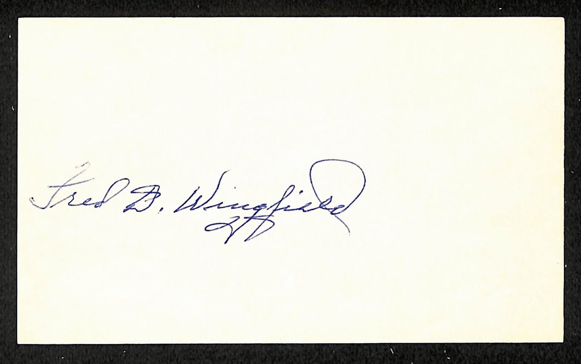 Fred Wingfield Red Sox Autographed/Signed 3x5 Index Card JSA BA208422