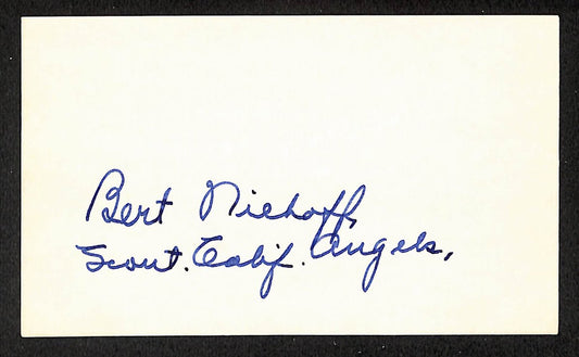 Bert Niehoff Phillies Autographed/Signed 3x5 Index Card JSA BA208423