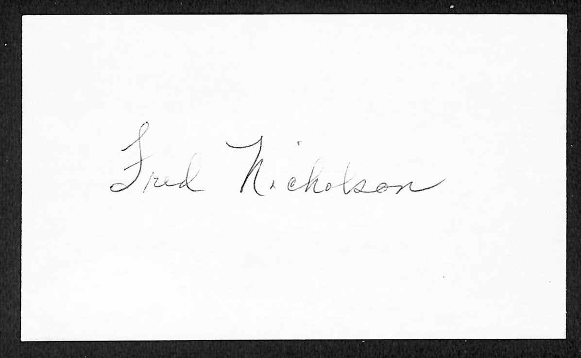 Fred Nicholson Pirates Autographed/Signed 3x5 Index Card JSA BA208424