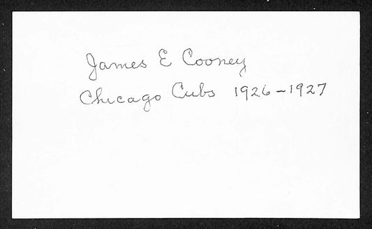 James Cooney Cubs Autographed/Signed 3x5 Index Card JSA BA208425