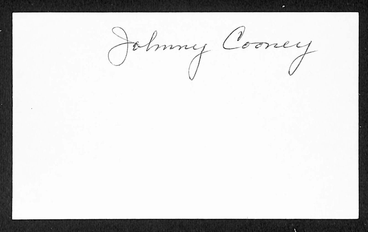 John Cooney Boston Autographed/Signed 3x5 Index Card JSA BA208426