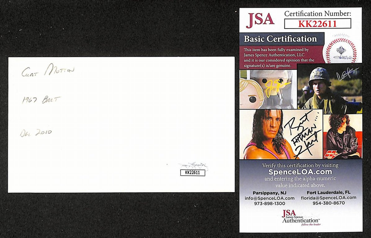 Curt Motton Orioles Autographed/Signed 3x5 Index Card JSA BA208427