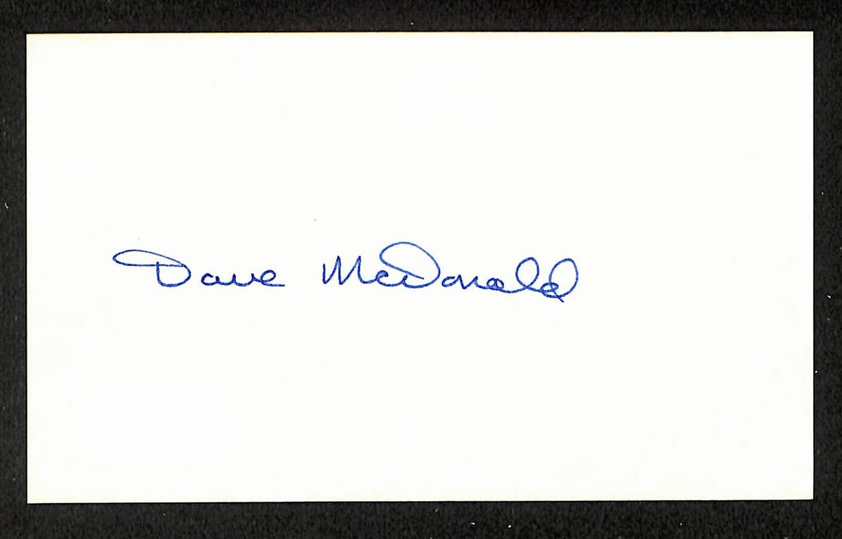 Dave McDonald Yankees Autographed/Signed 3x5 Index Card JSA BA208430