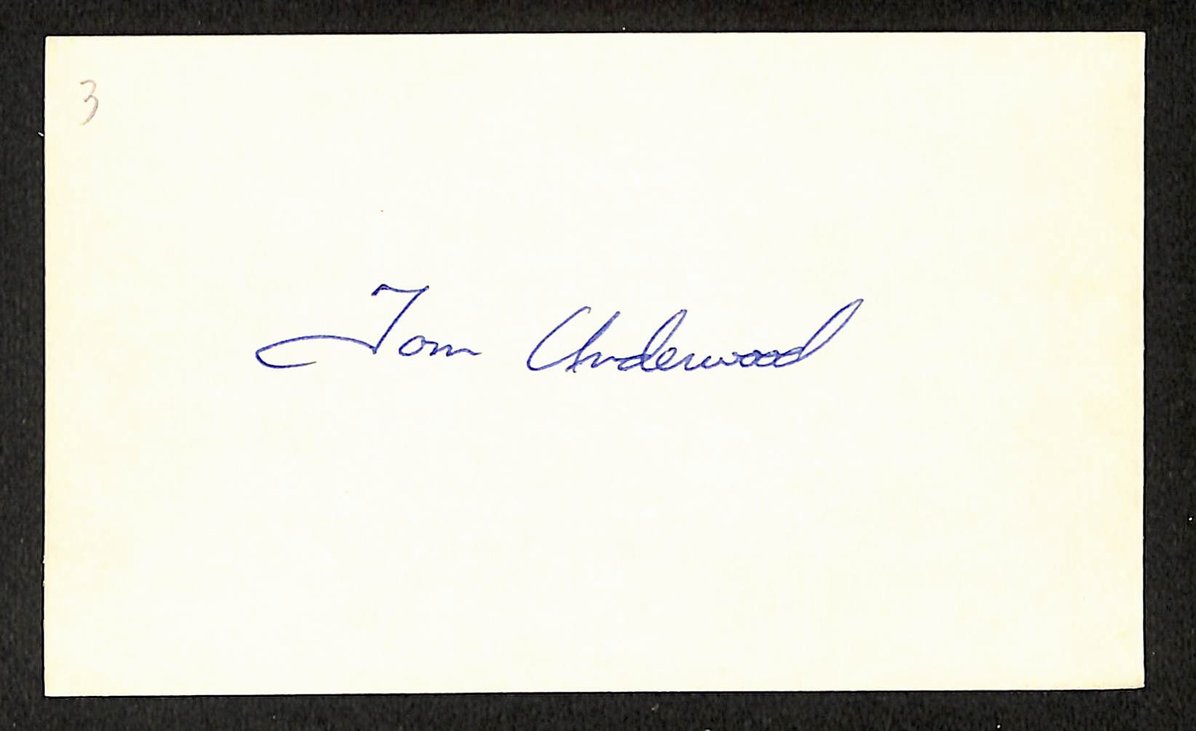 Tom Underwood Phillies Autographed/Signed 3x5 Index Card JSA BA208431
