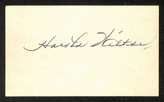 Harold Wiltse Red Sox Autographed/Signed 3x5 Index Card JSA BA208439