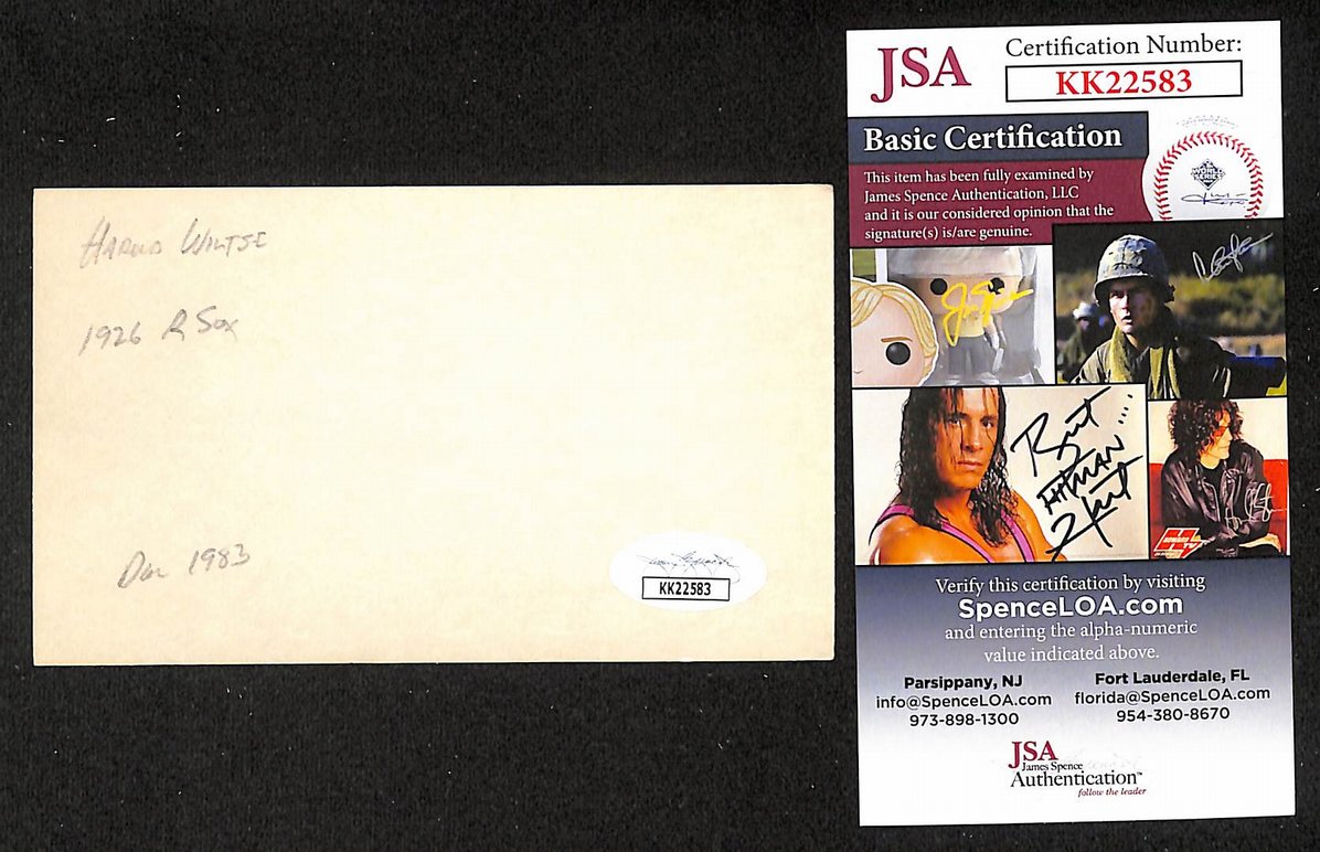 Harold Wiltse Red Sox Autographed/Signed 3x5 Index Card JSA BA208439