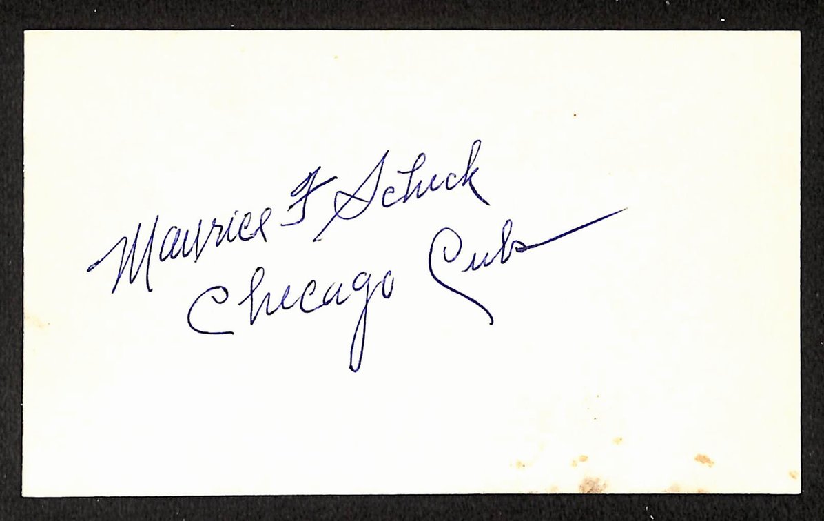 Maurice Schick Cubs Autographed/Signed 3x5 Index Card JSA BA208440