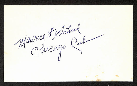 Maurice Schick Cubs Autographed/Signed 3x5 Index Card JSA BA208440