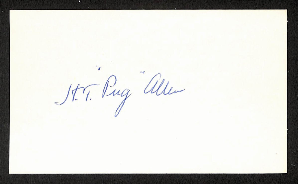 Pug Allen Dodgers Autographed/Signed 3x5 Index Card JSA BA208444