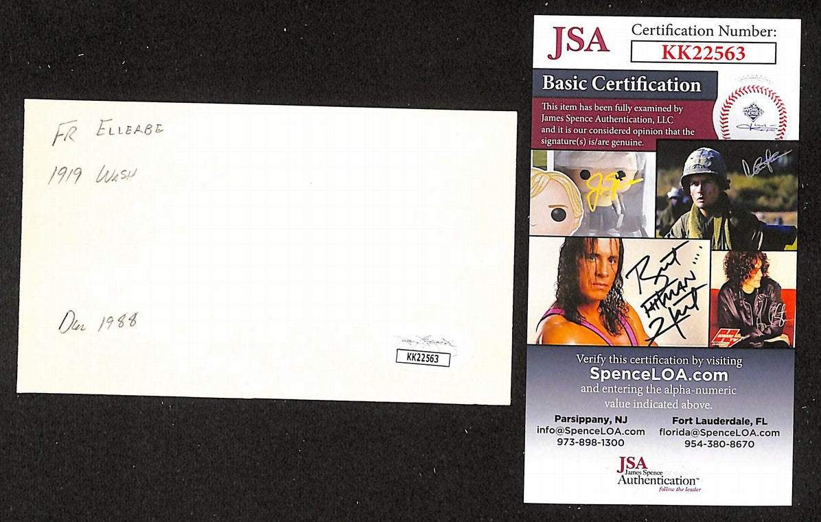 Frank Ellerbe Senators Autographed/Signed 3x5 Index Card JSA BA208445