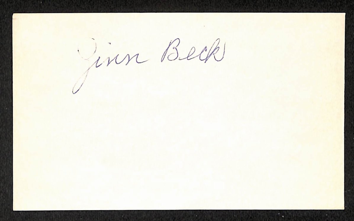 Zinn Beck Yankees Autographed/Signed 3x5 Index Card JSA BA208451
