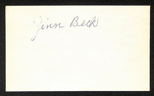 Zinn Beck Yankees Autographed/Signed 3x5 Index Card JSA BA208451