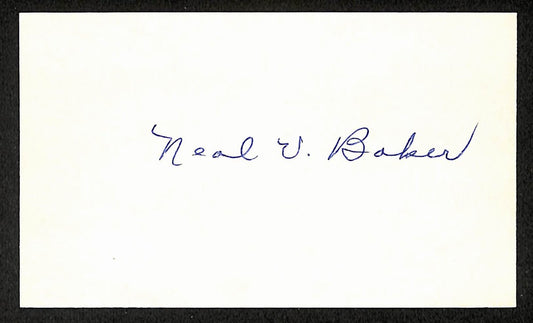 Neal Baker Athletics Autographed/Signed 3x5 Index Card JSA BA208453